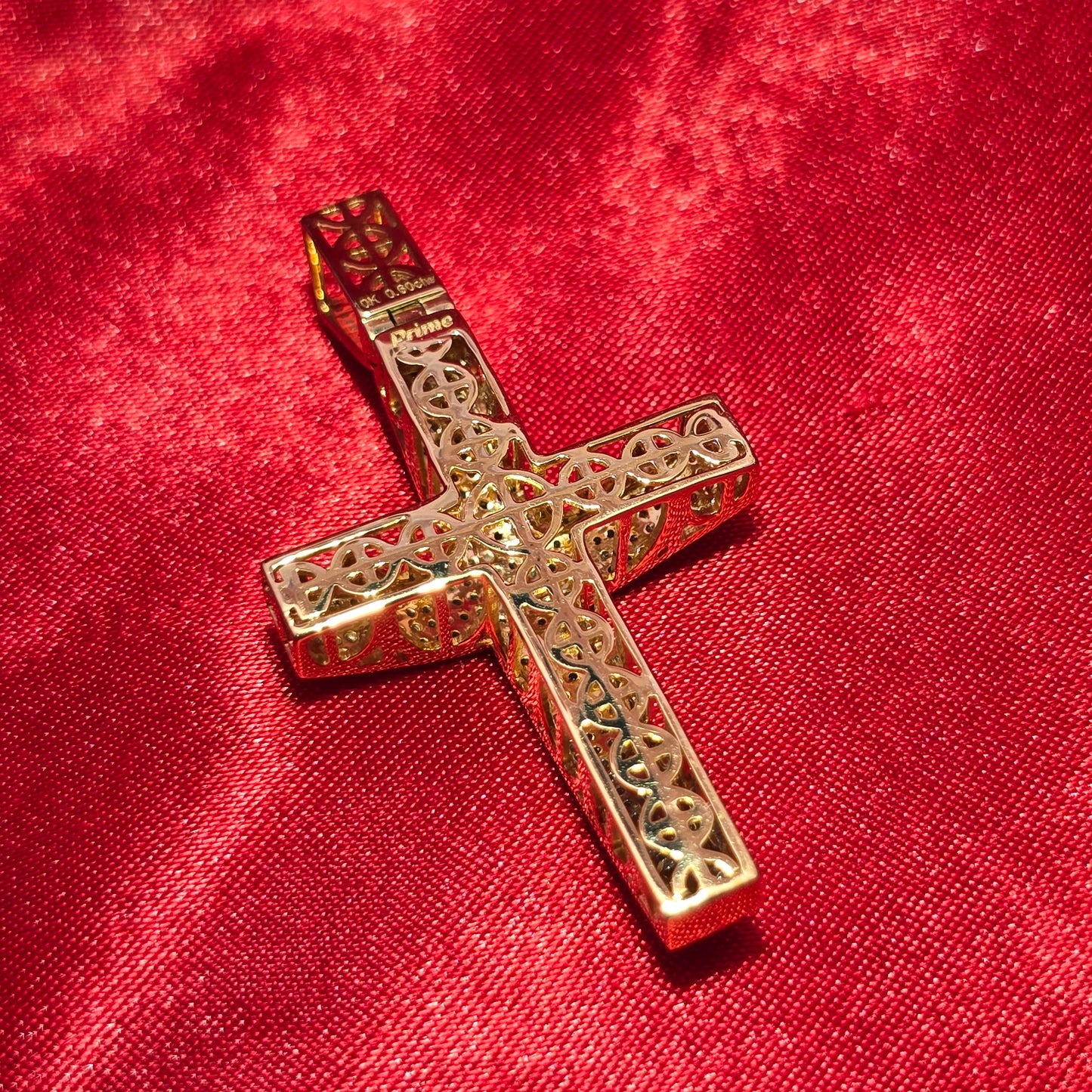 Micro Pave Cross Pendant 0.6 Ct. 10K Yellow Gold