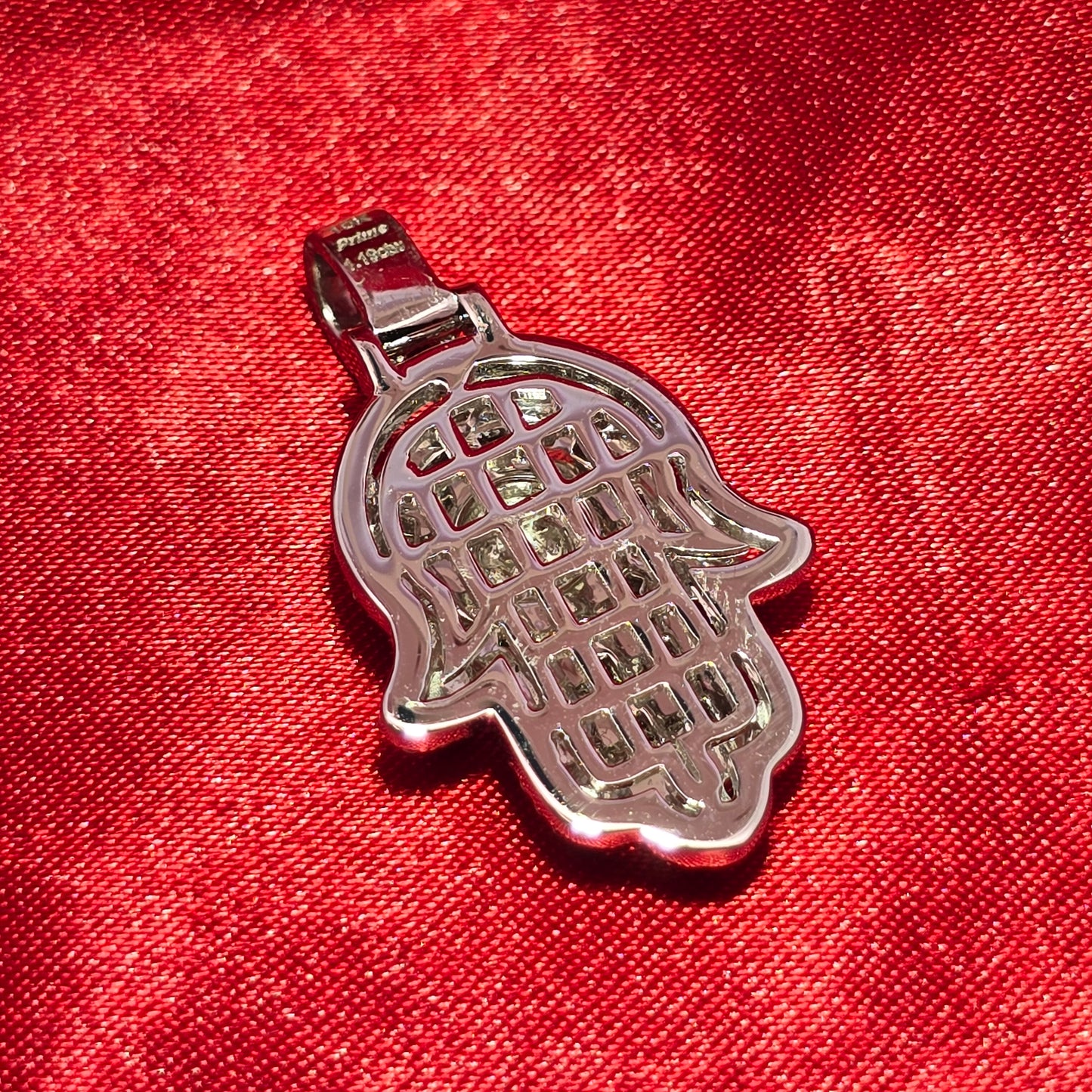 Elegant Hamsa Hand Pendant 1.2 Ct. Diamond 10K White Gold