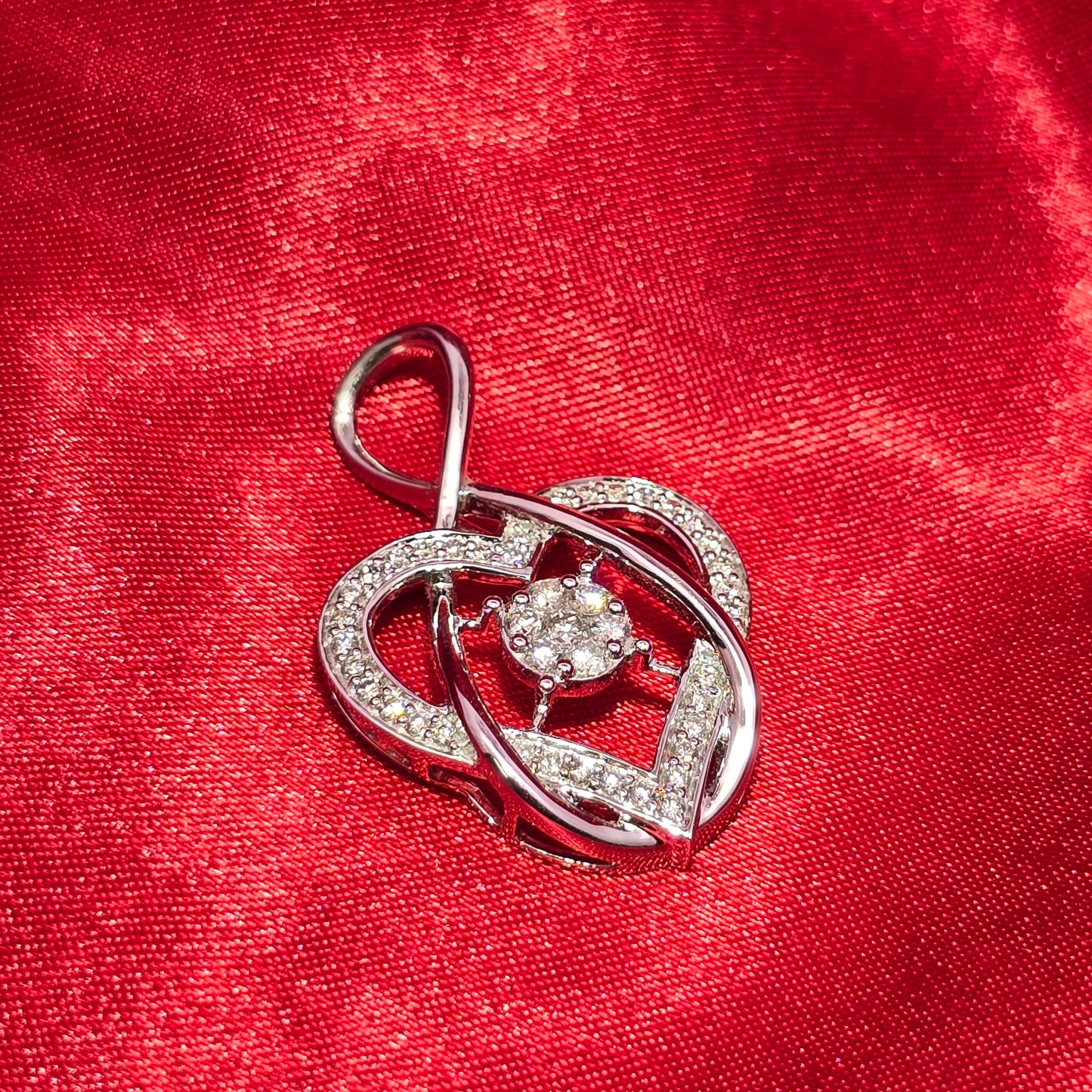 Elegant Heart Pendant 0.67 Ct. Diamond 10K White Gold