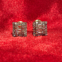 Square Cluster Earrings 0.50 ctw Diamond 10K Yellow Gold