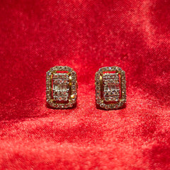 Rectangle Shaped Earrings 0.50 ctw Diamond 10K Yellow Gold