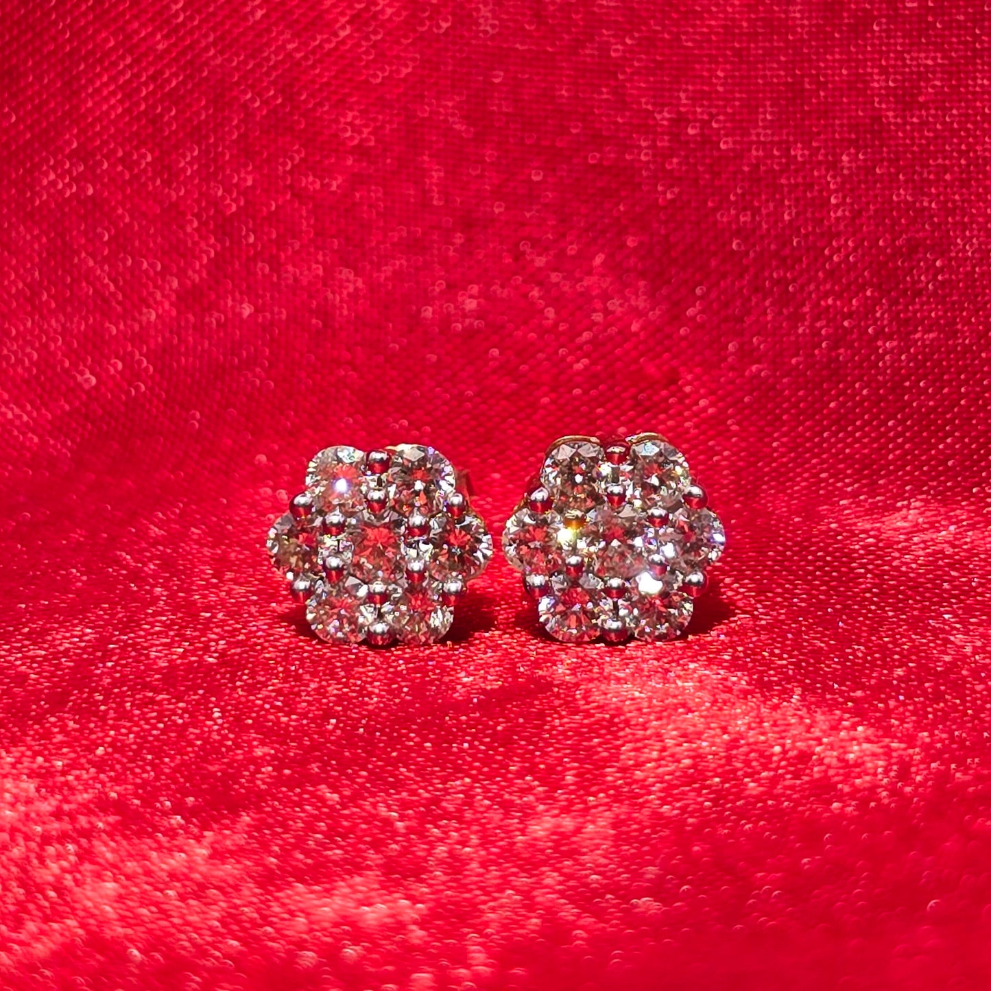 Flower Earrings 0.75 ctw Diamond 10K Yellow Gold