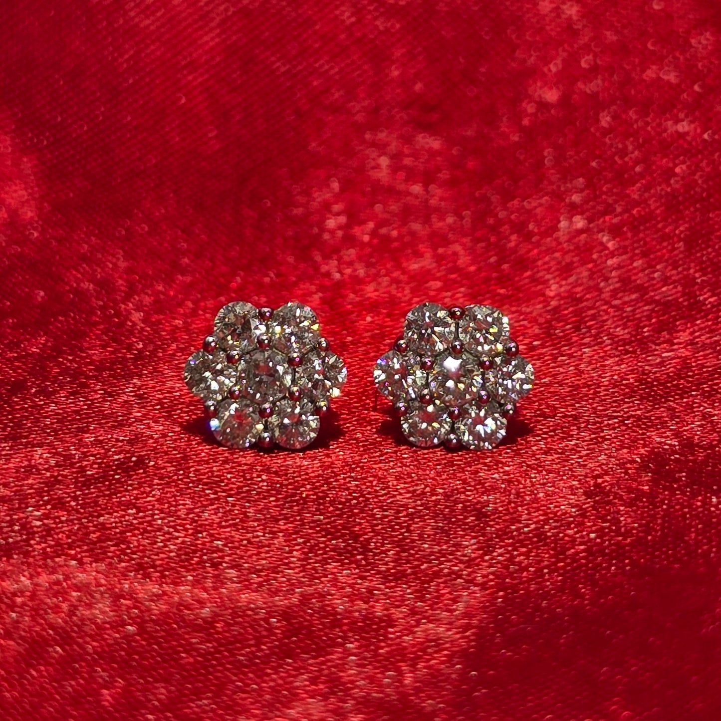Flower Earrings 0.88 ctw Diamond 10K White Gold