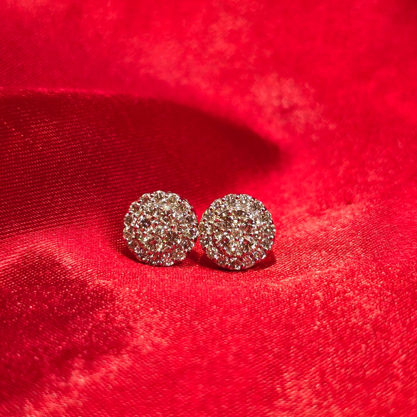 Round Earrings 0.88 ctw Diamond 14K White Gold