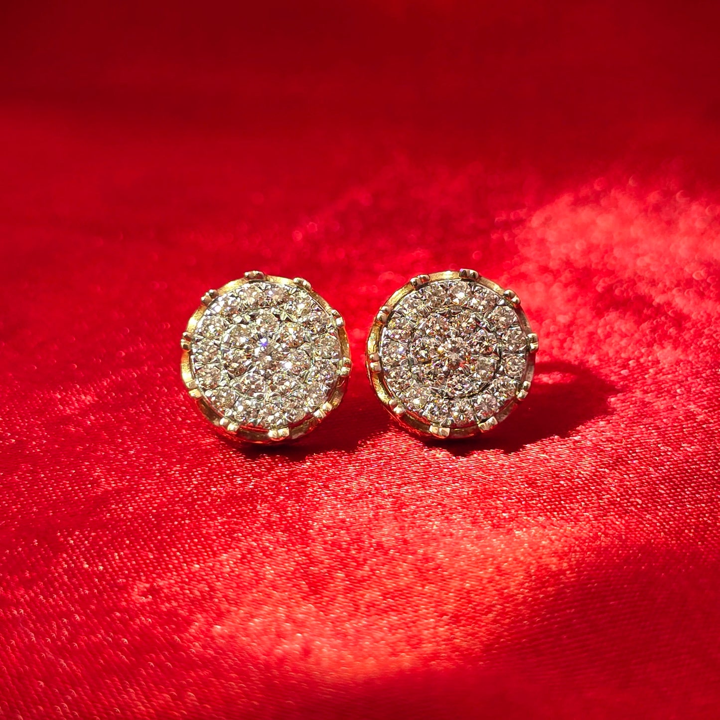 Round Earrings 0.75 ctw Diamond 10K Yellow Gold