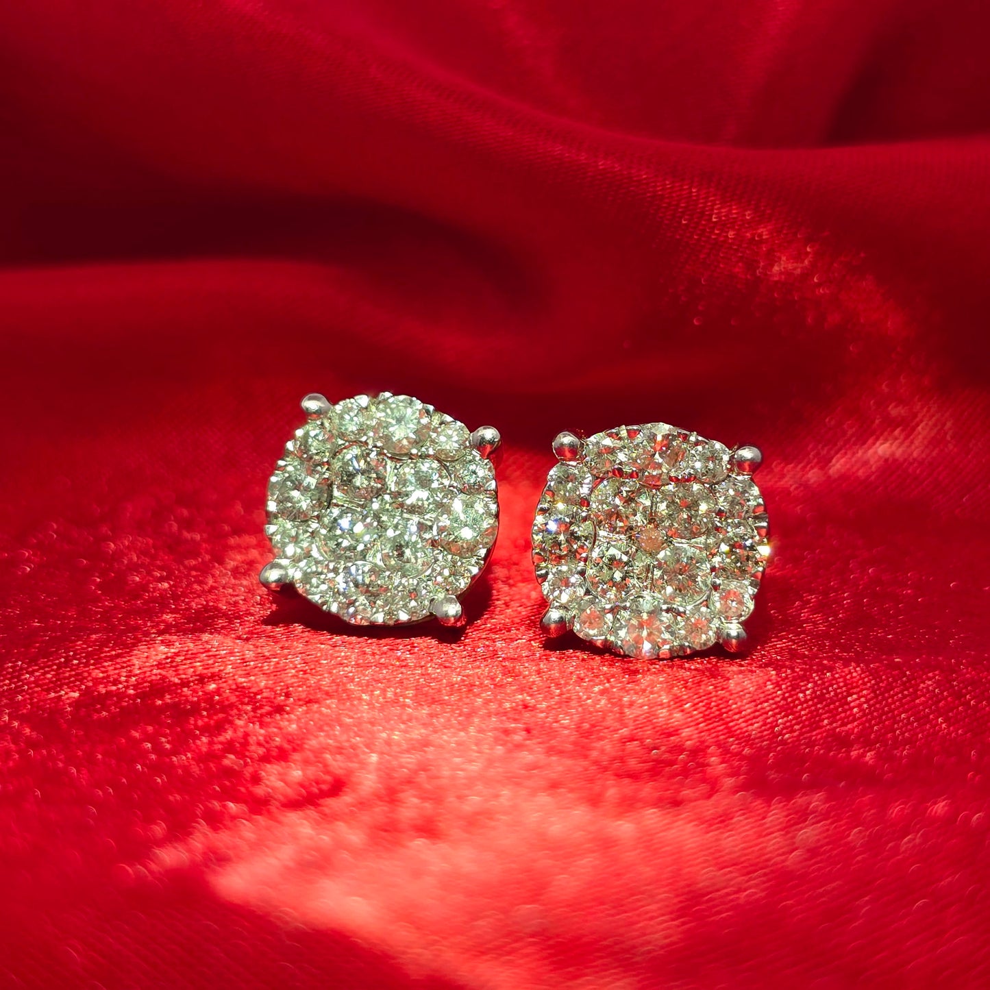 Round Earrings 2.98 ctw Diamond 10K Yellow Gold