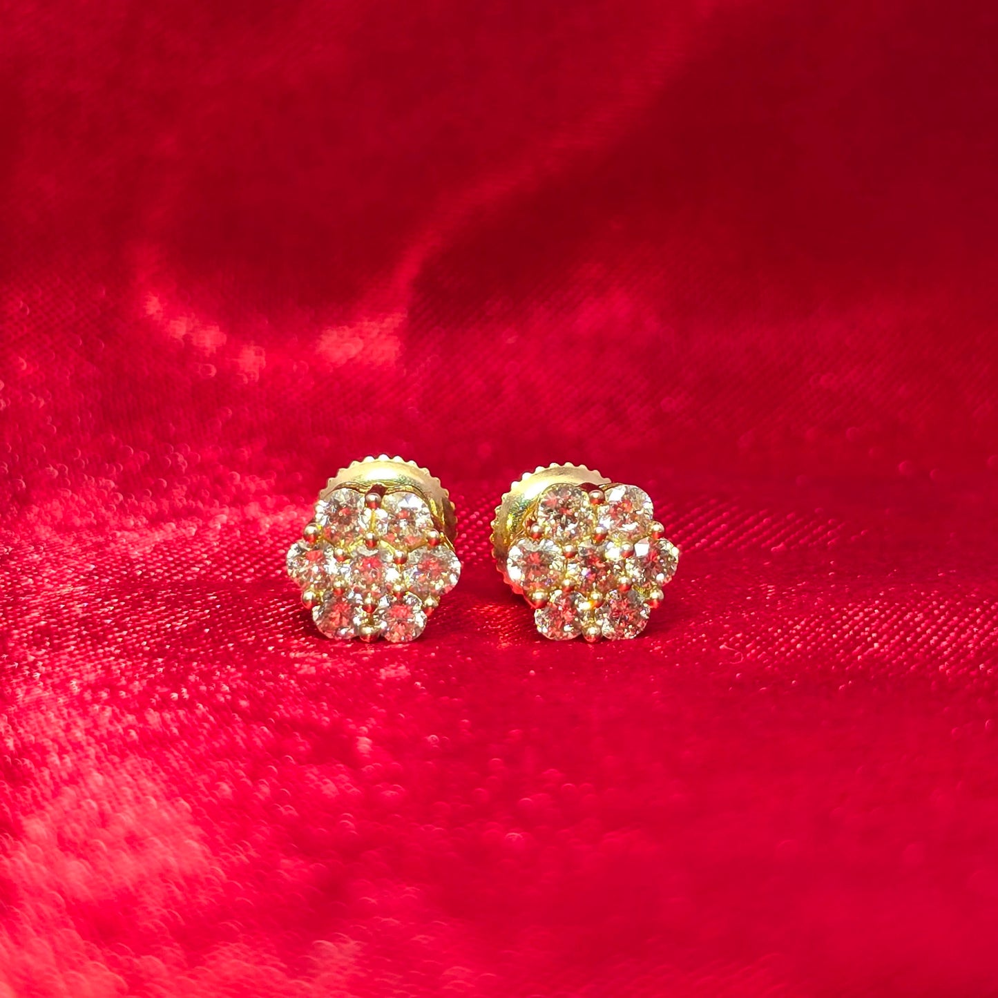 Flower Earrings 0.63 ctw Diamond 10K Yellow Gold