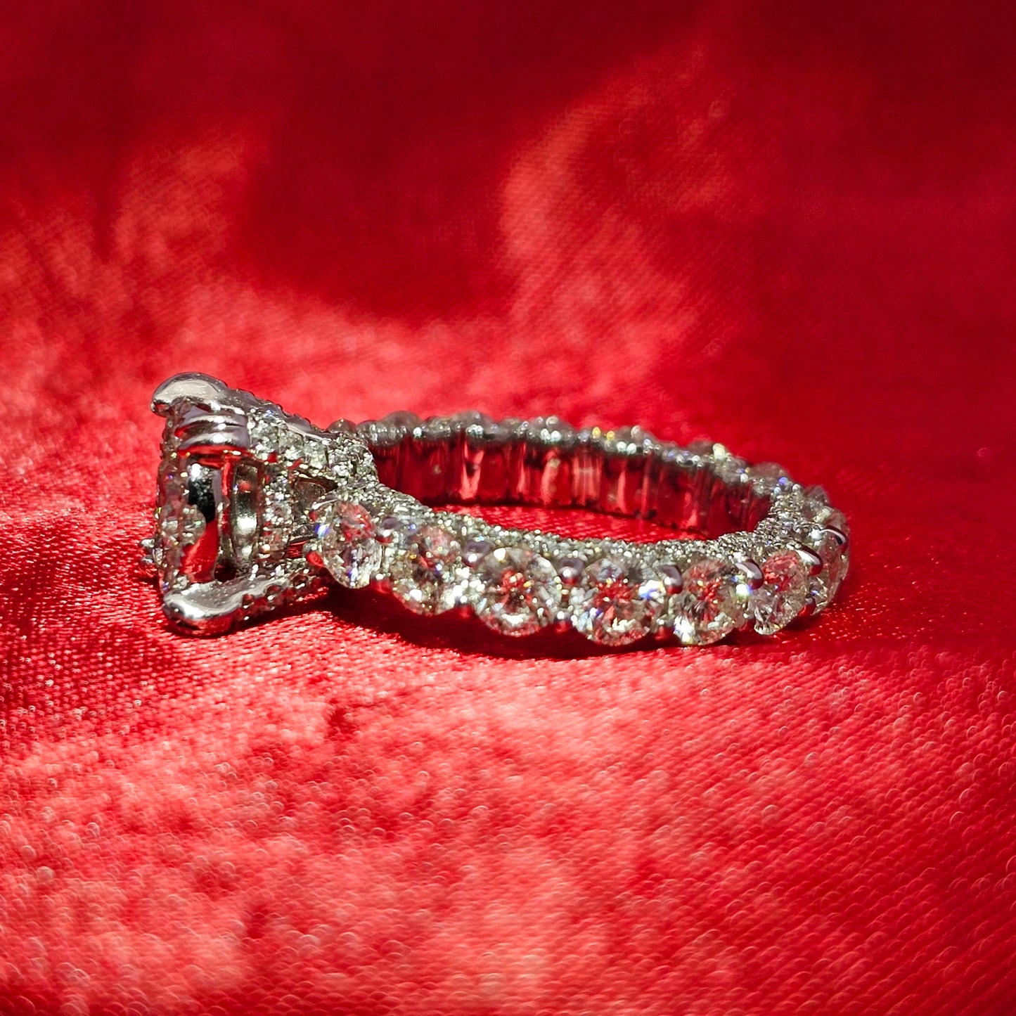 Eternity Flower Engagement Ring 4.0 ctw Diamond 14K White Gold