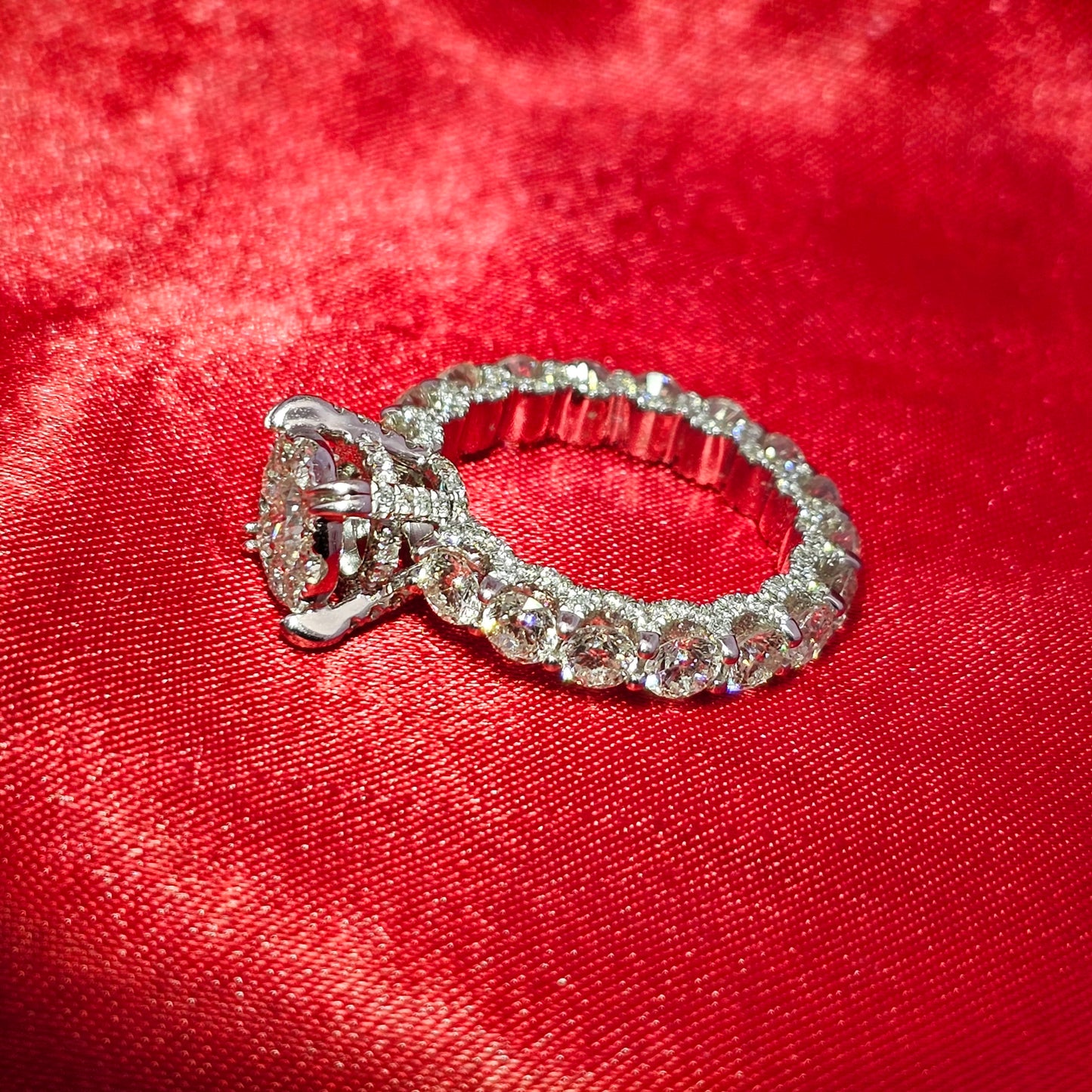 Eternity Flower Engagement Ring 4.0 ctw Diamond 14K White Gold