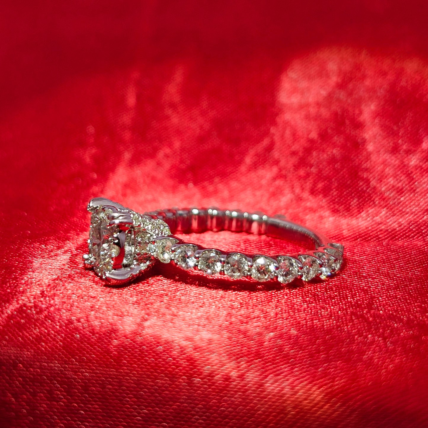 Engagement Ring with Band 4.0 ctw Diamond 14K White Gold