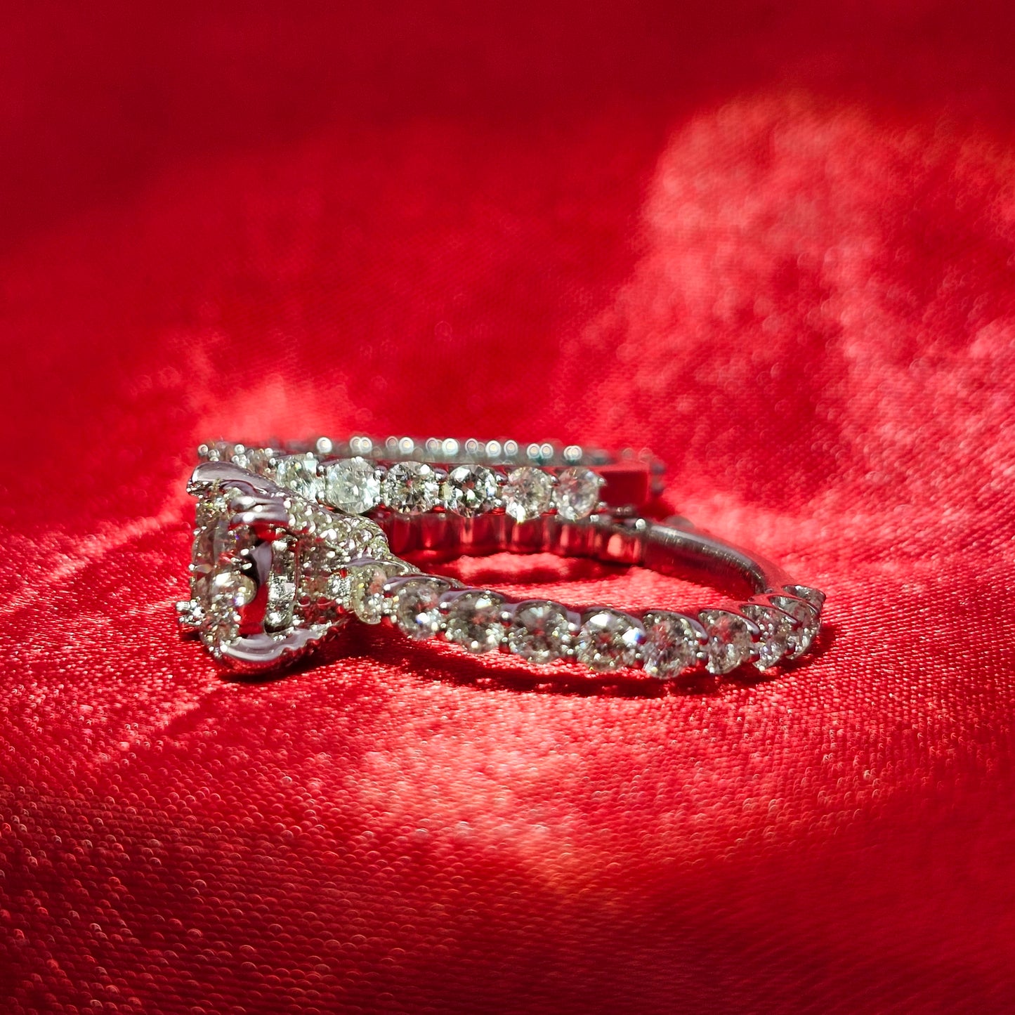 Engagement Ring with Band 4.0 ctw Diamond 14K White Gold