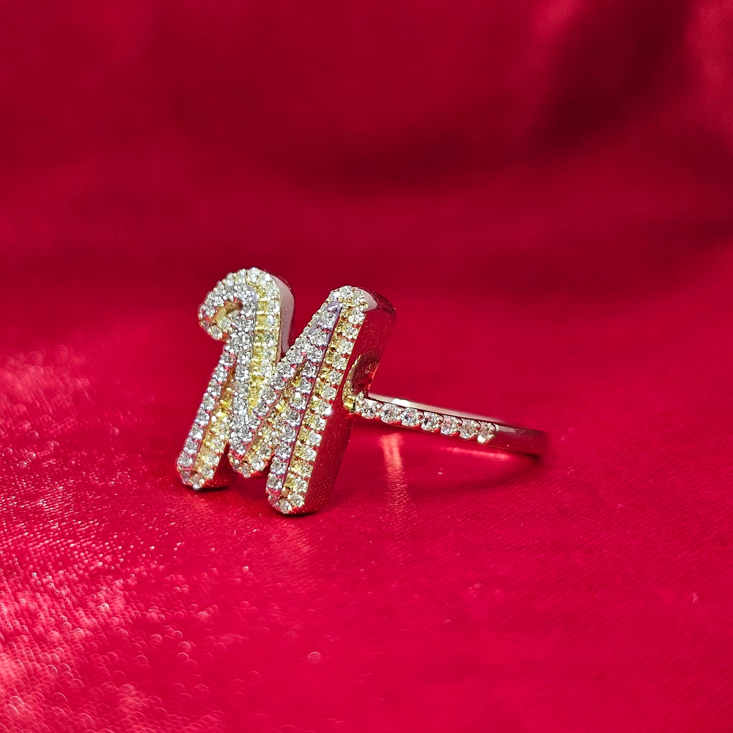 "M" Initial Ring 0.36 ctw Diamond 10K Yellow Gold