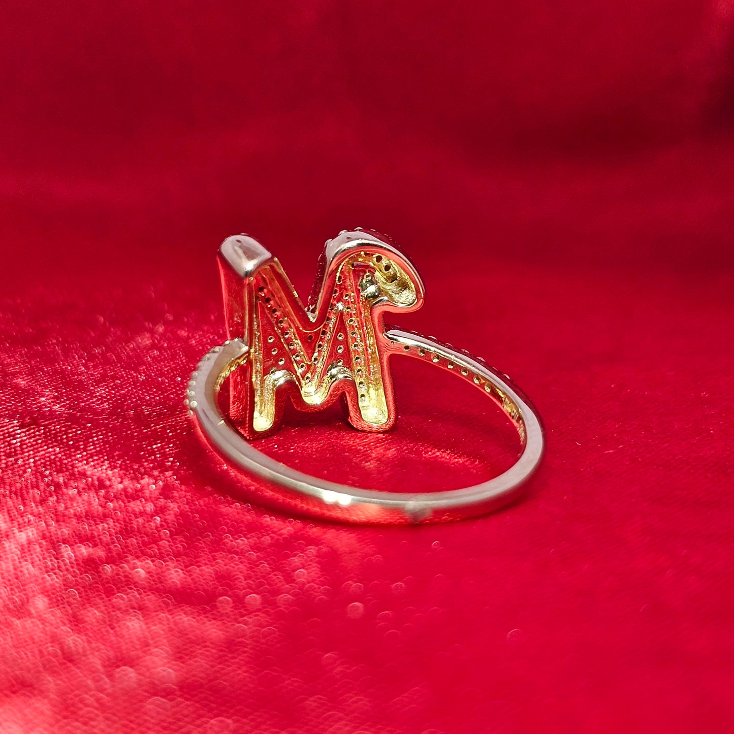 "M" Initial Ring 0.36 ctw Diamond 10K Yellow Gold