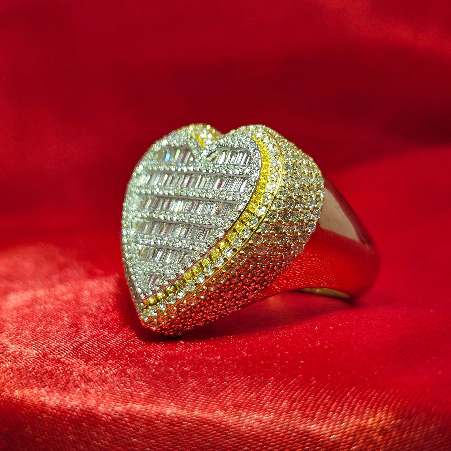 Baguette Heart Ring 4.00 ctw Diamond 10K Yellow Gold