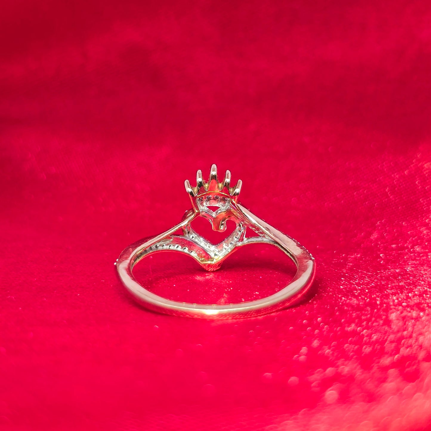 Heart Crown Ring 0.12 ctw Diamond 10K Yellow Gold