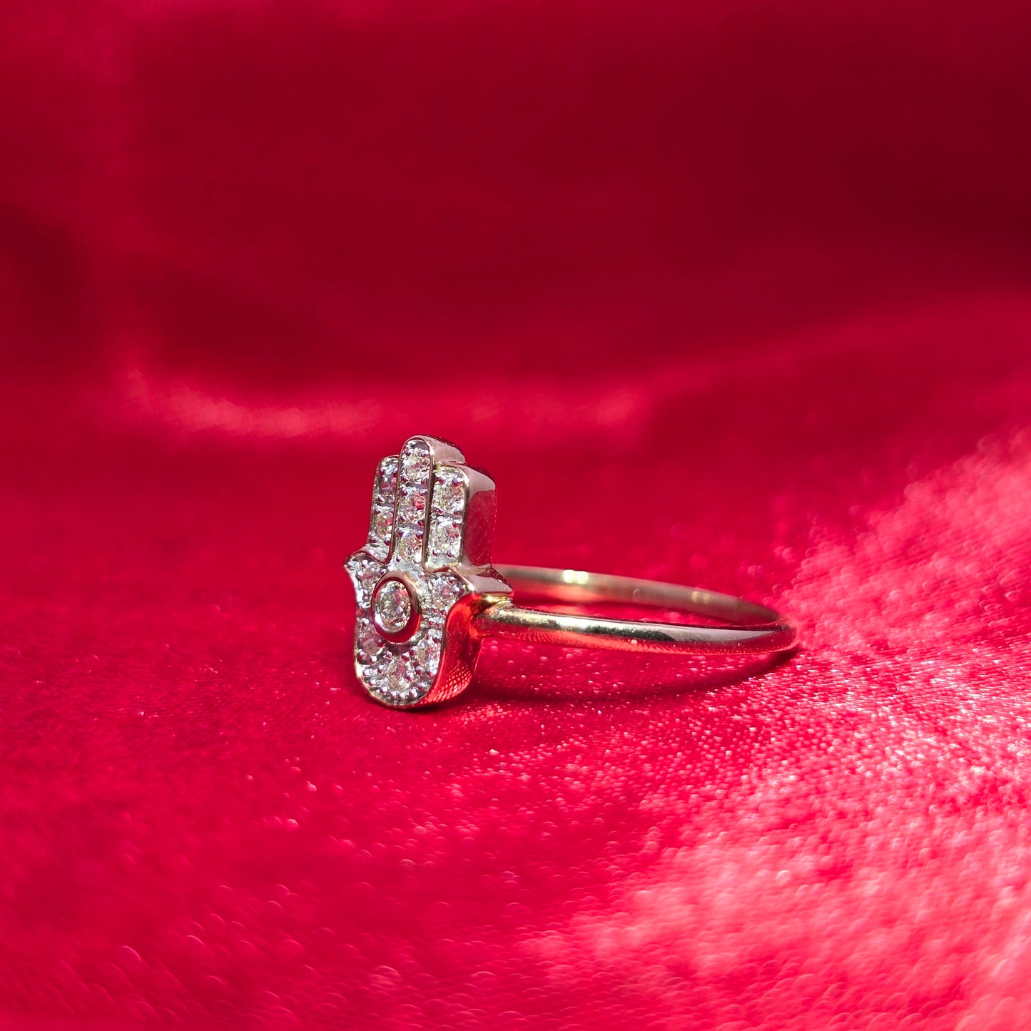 Hamsa Ring 0.13 ctw Diamond 10K Yellow Gold