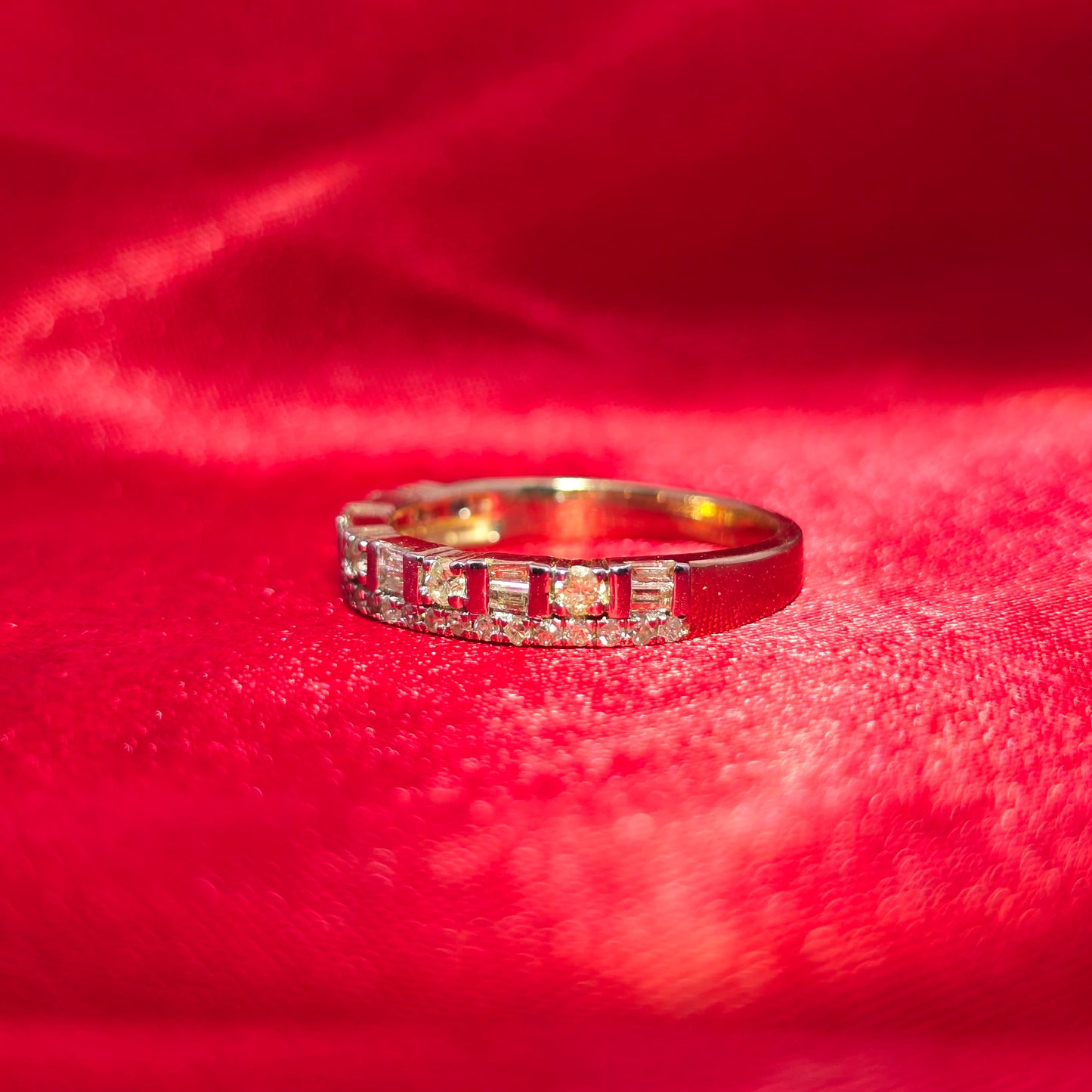 Baguette & Round Band Ring 0.75 ctw Diamond 10K Yellow Gold