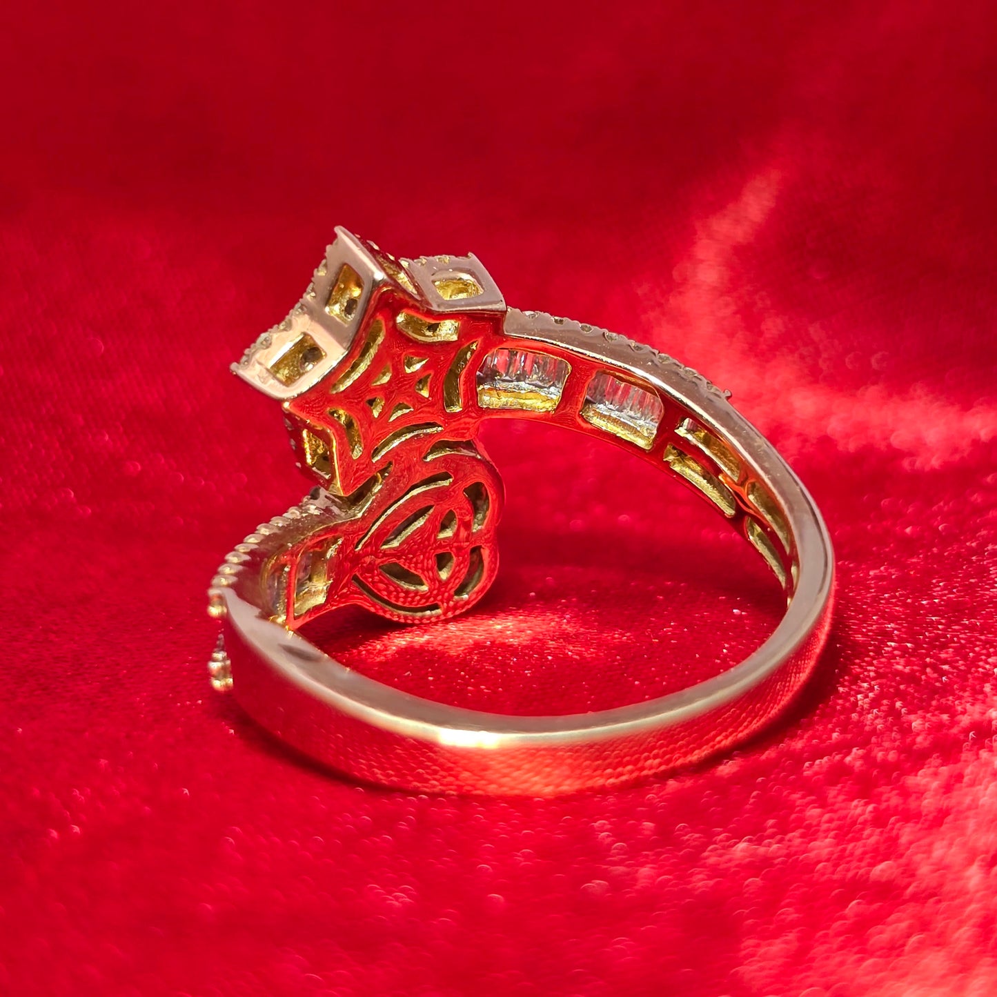 10k Yellow Gold Diamond Star & Heart Crossover Ring 0.75 ctw