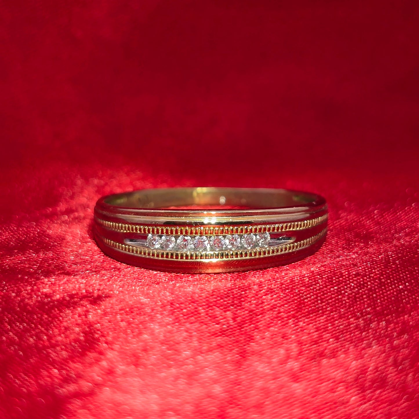 Diamond Round Cut Band Ring 10K Yellow Gold