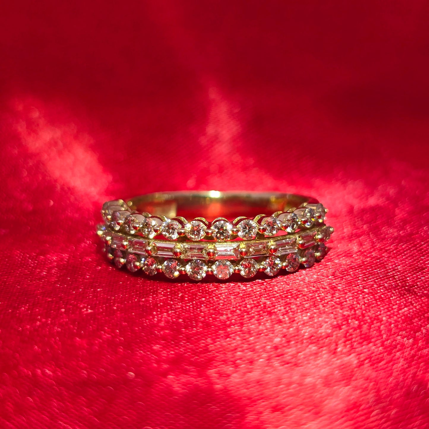 Round and Baguette Engagement Ring 2.00 ctw Diamond 10K Yellow Gold