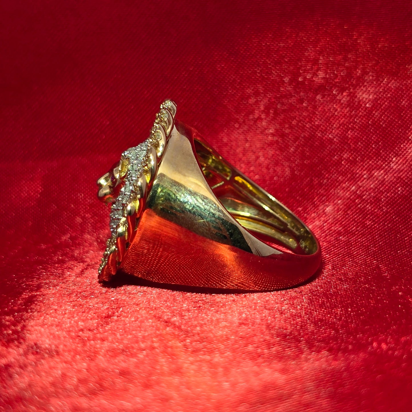 Lion Head Ring Diamond 1.50 ctw 10K Yellow Gold