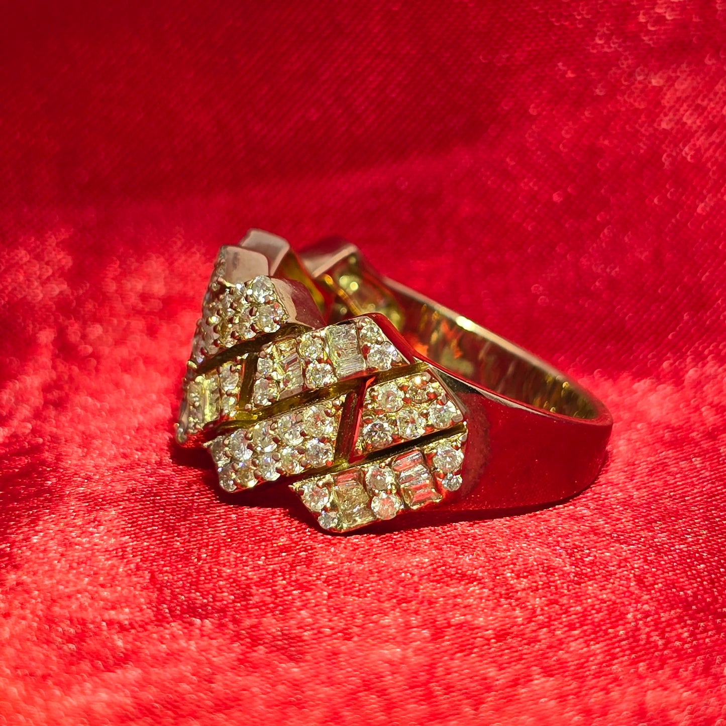 Cuban Link Ring Diamond 2.50 ctw 10K Yellow Gold