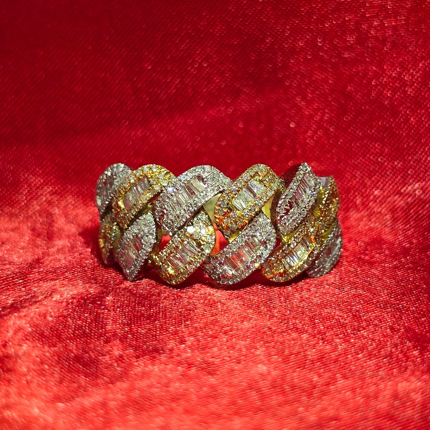 Cuban Link Ring Diamond 0.99 ctw 10K Yellow Gold