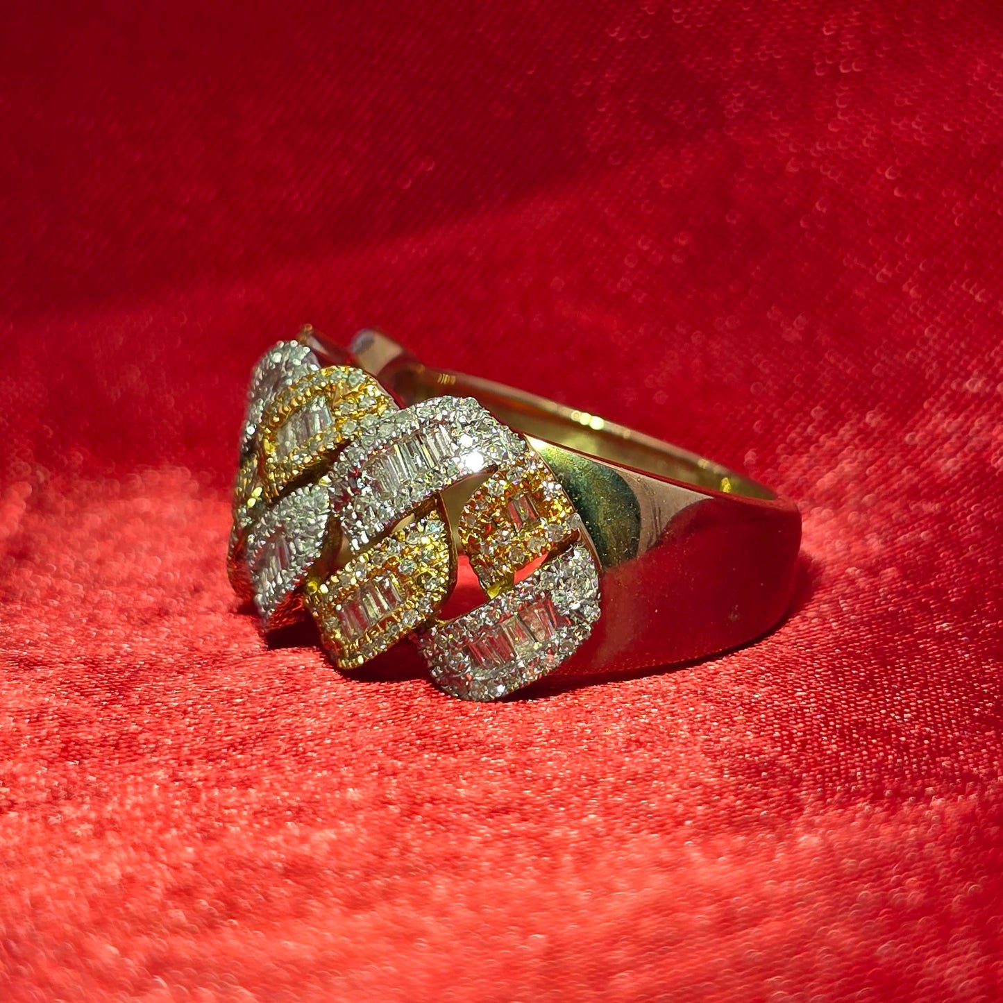 Cuban Link Ring Diamond 0.99 ctw 10K Yellow Gold