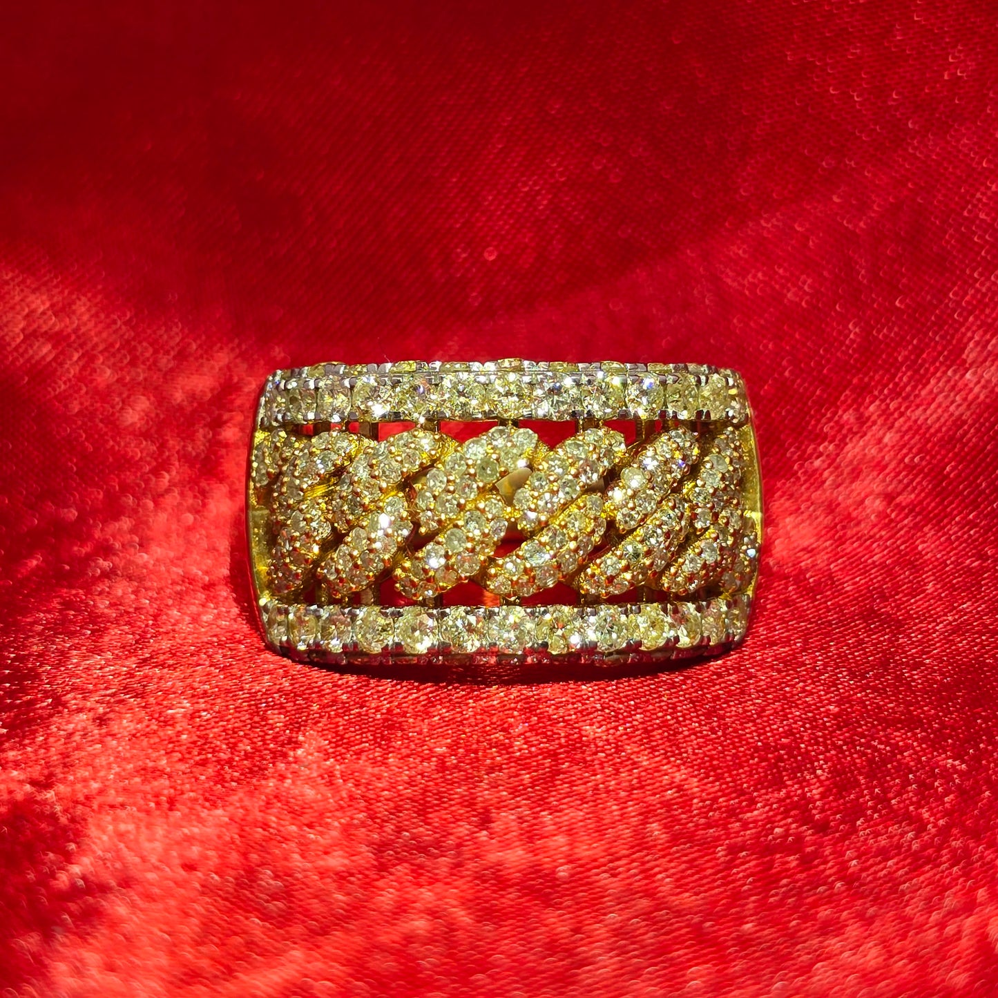 Cuban Link Ring 5.50 ctw Diamond 10K Yellow Gold