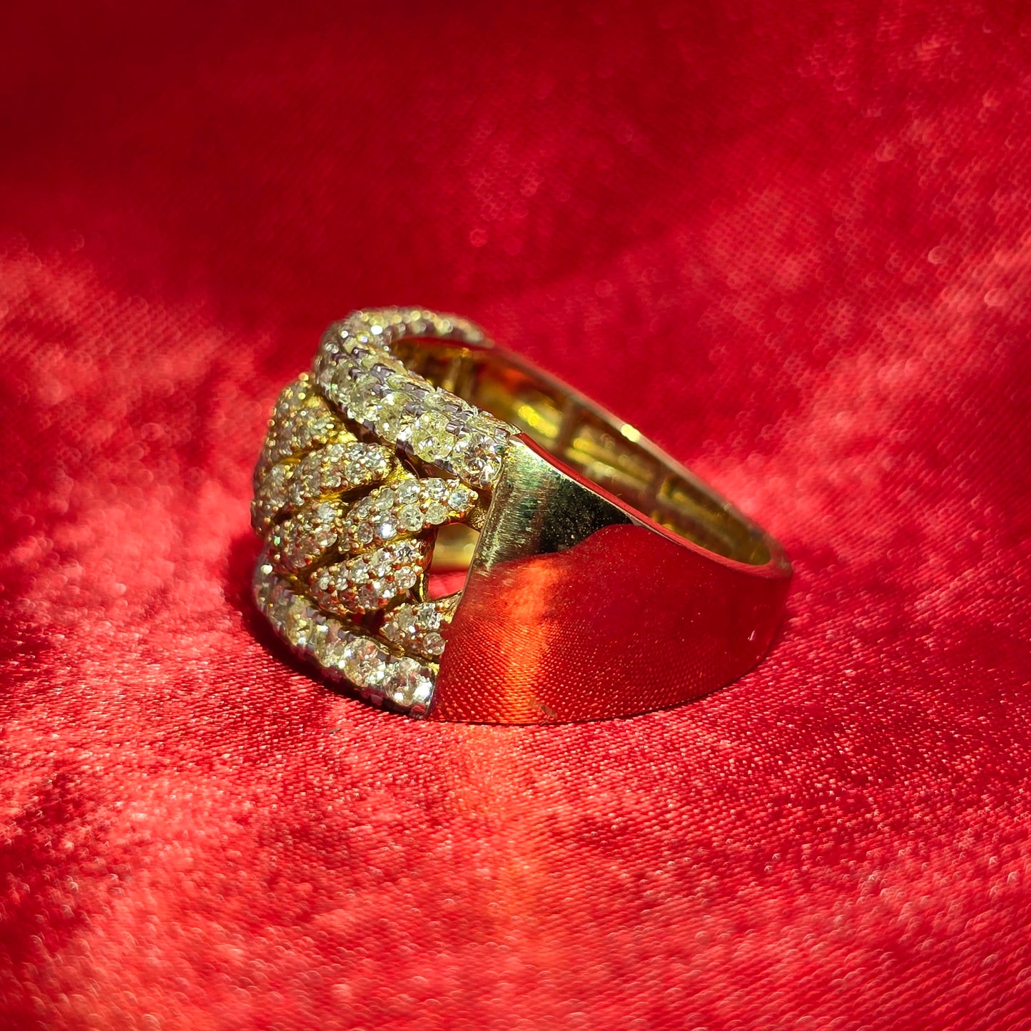 Cuban Link Ring 5.50 ctw Diamond 10K Yellow Gold