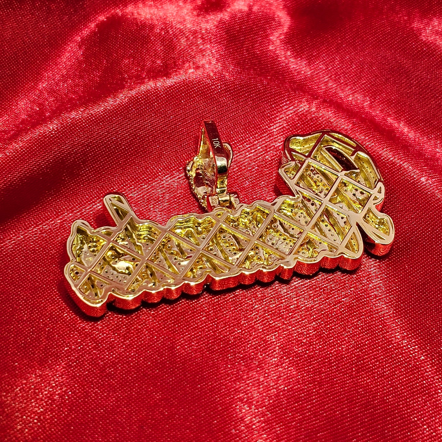 10K Gold Custom Name Pendant With Natural Diamonds 3.70CTW APX Gold Chain Included