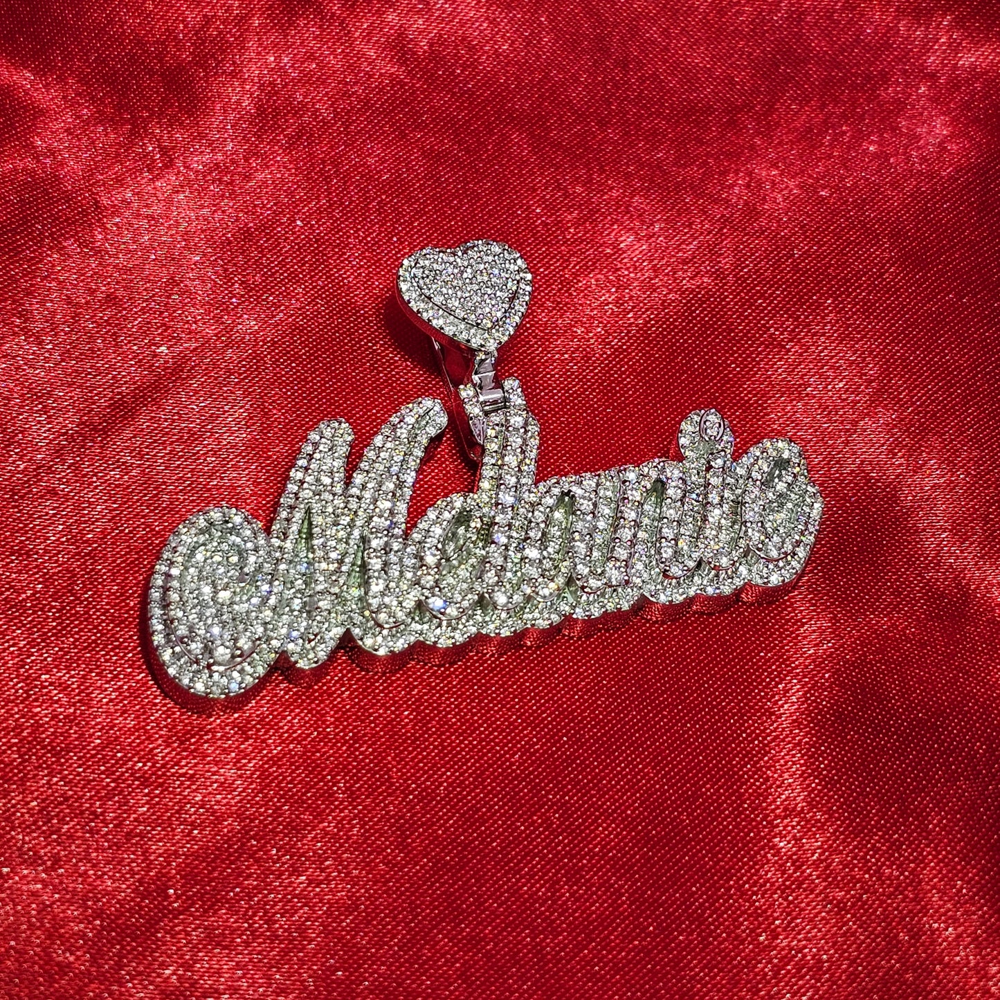 10K White Gold Custom Name Pendant With Natural Diamond 3.21 CTW APX White Gold Chain