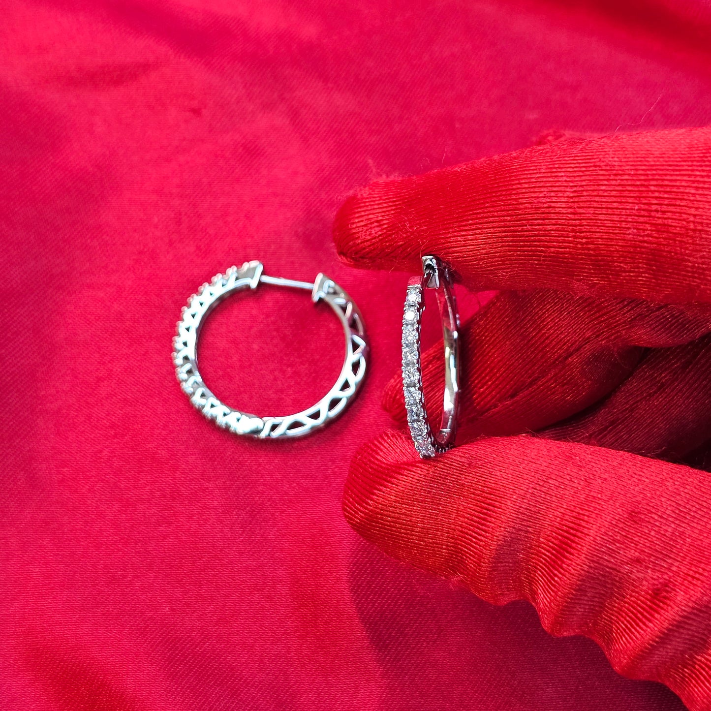 Diamond Special Hoop Earrings 0.50 ctw 14K White Gold