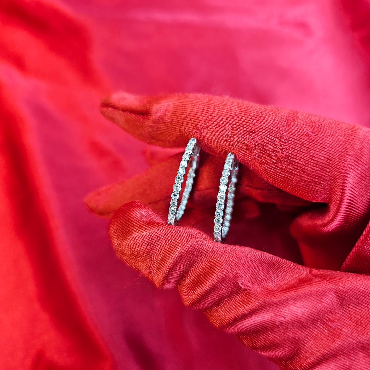Diamond Endless Hoop Earrings 1.00 ctw 10K White Gold