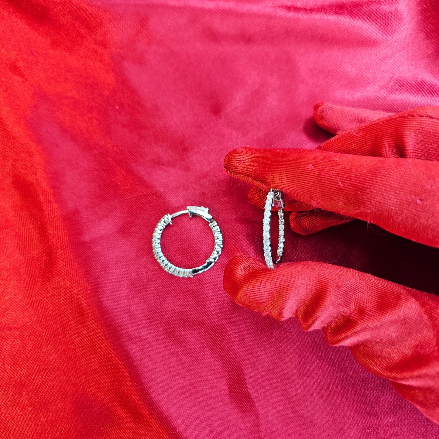 Diamond Endless Hoop Earrings 1.00 ctw 10K White Gold