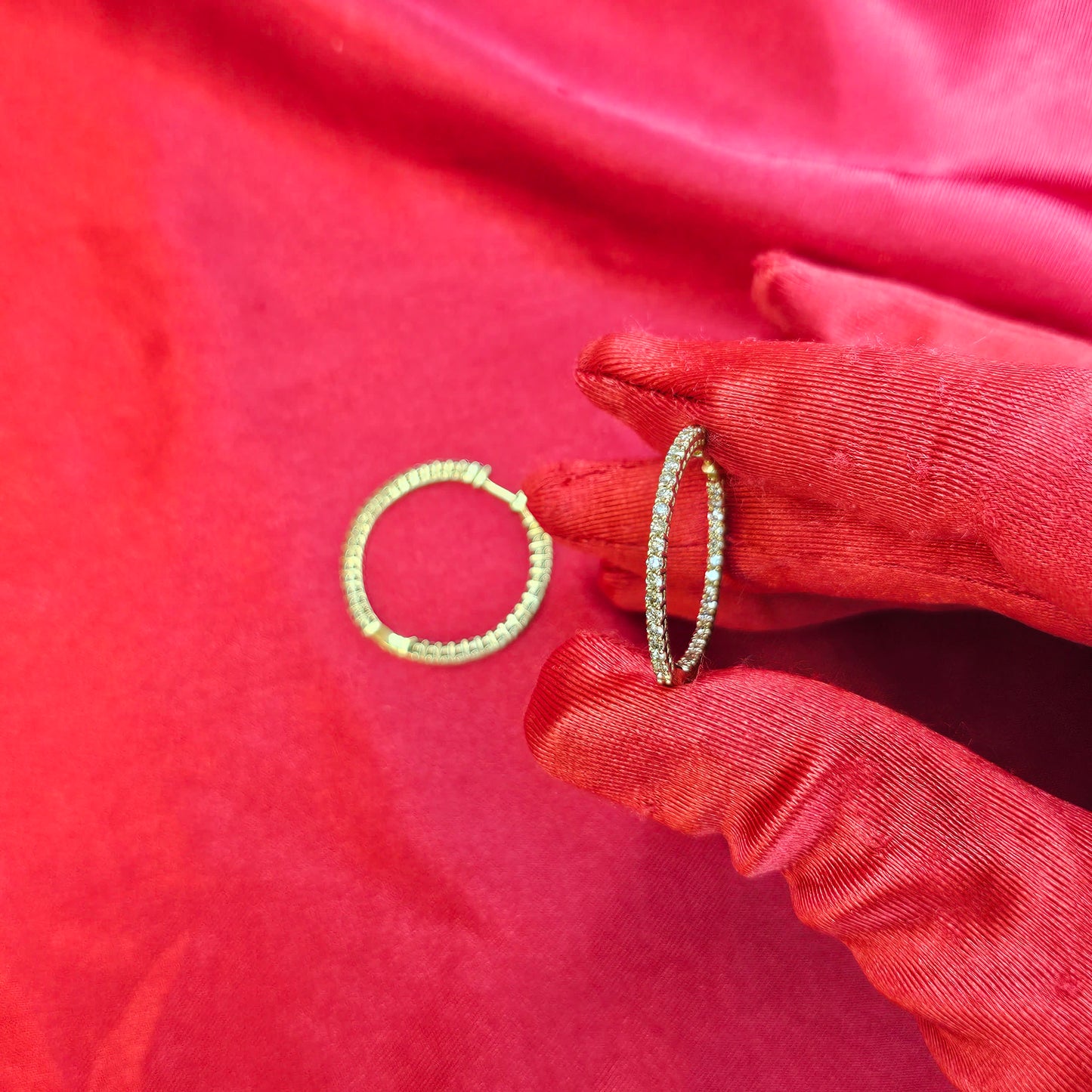 Diamond Hoop Earrings 1.02 ctw 10K Yellow Gold