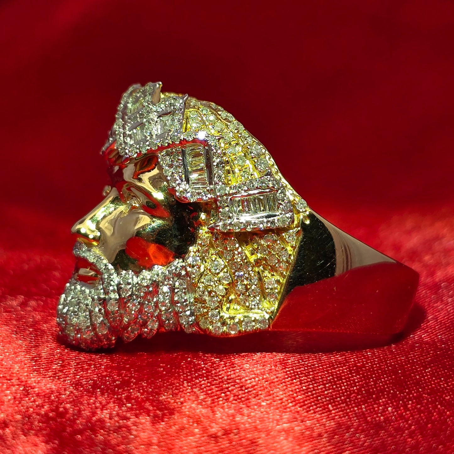 Diamond Jesus Signet Ring 1.05 ctw 10K Yellow Gold