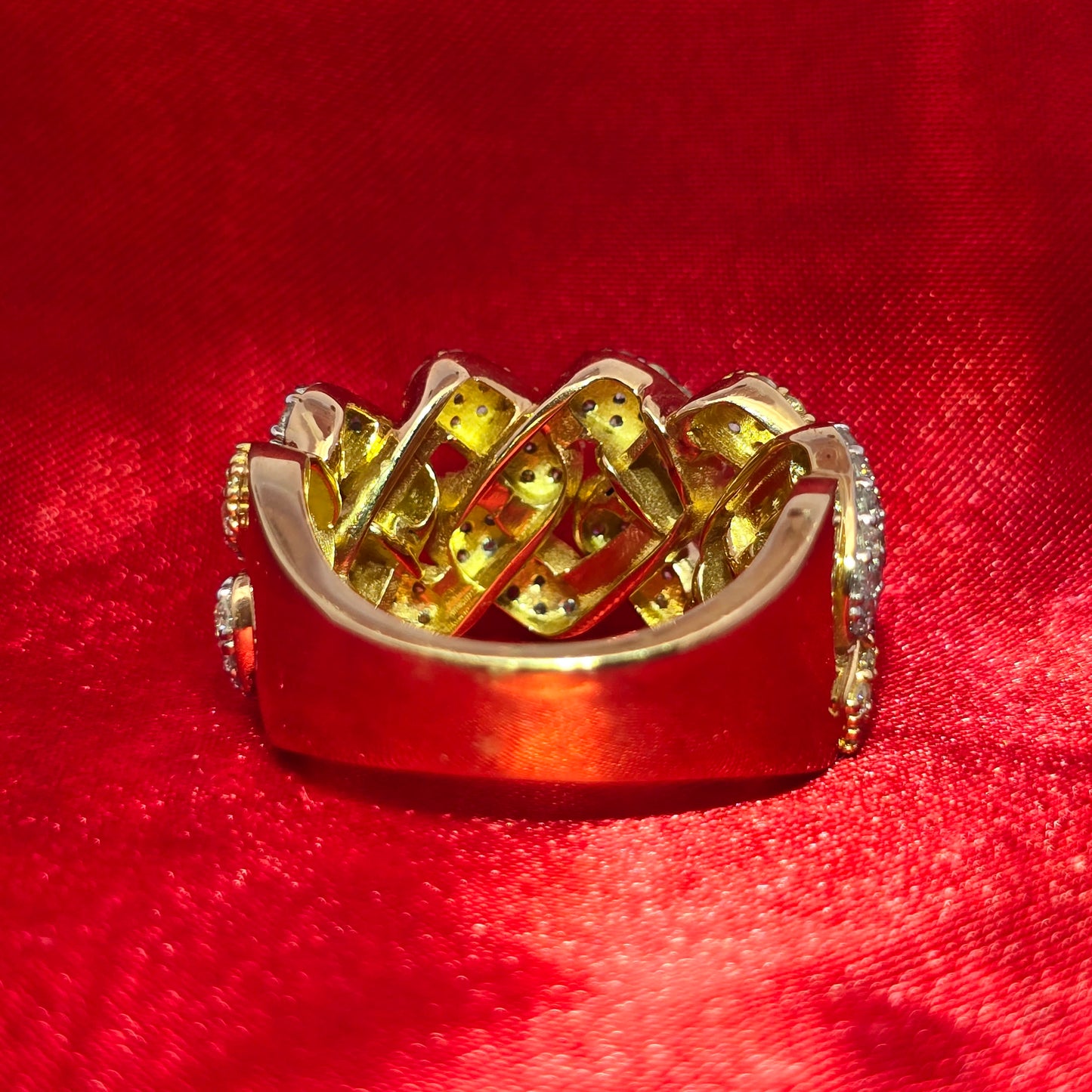 10K Yellow Gold Diamond Cuban Link Ring | 2.60 CTW Iced-Out Band