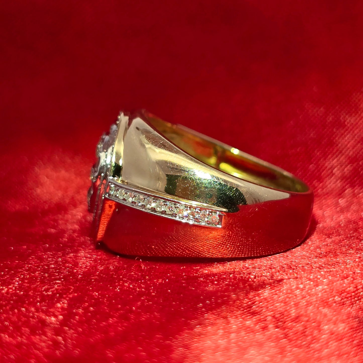 Men’s Diamond Round Baguette Pinky Ring 0.73 CTW | 10K Yellow Gold Iced-Out Design