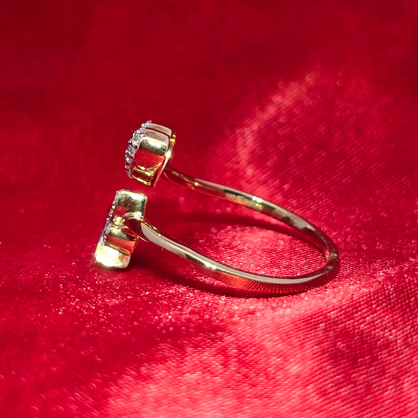 Diamond Butterfly & Heart Ring 0.15 CTW | 10K Yellow Gold Dainty Open Style