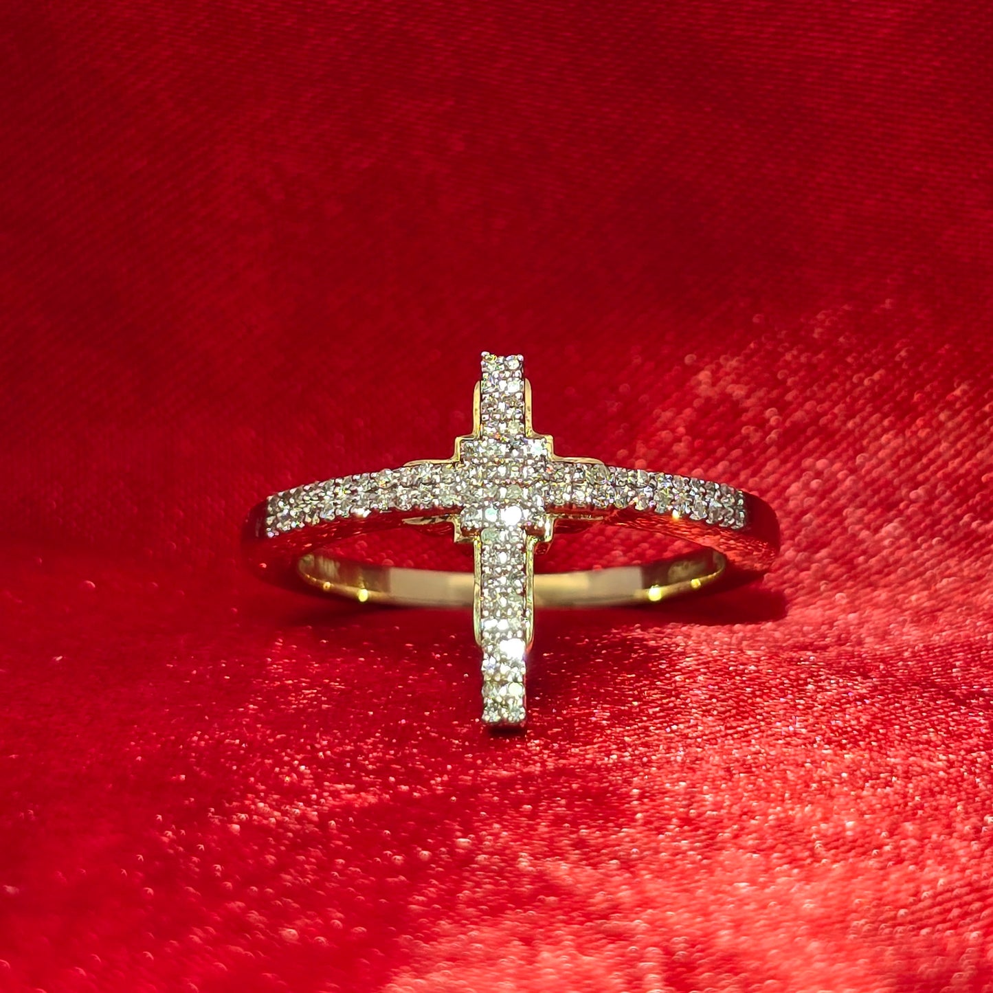 Diamond Cross Ring 0.16 ctw 10K Yellow Gold