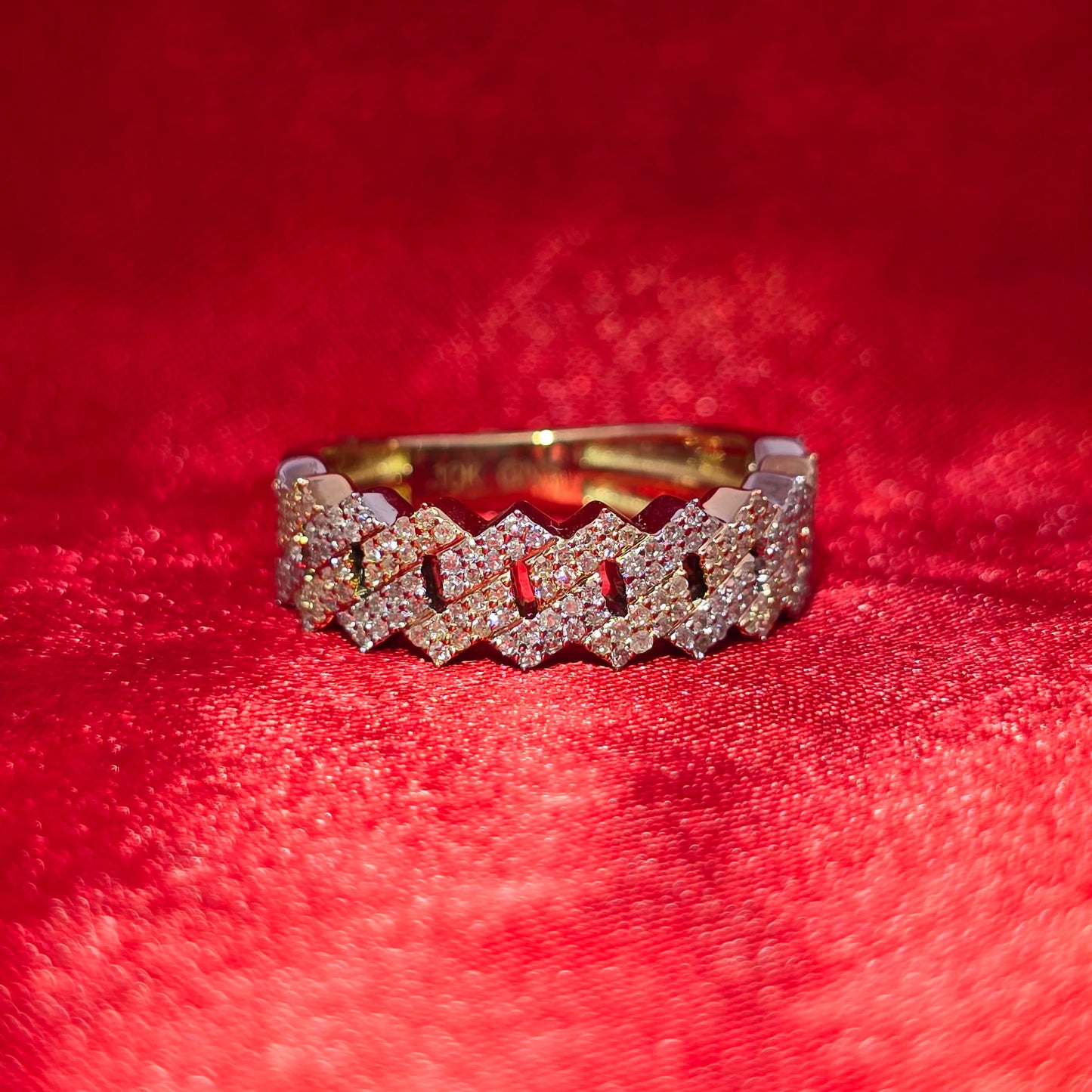 Diamond Cuban Link Ring 0.50 ctw 10K Yellow Gold