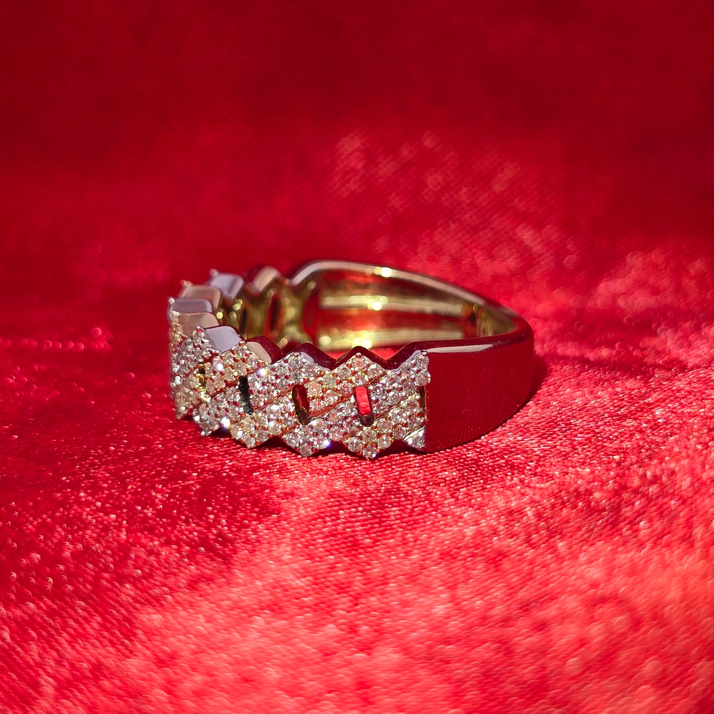 Diamond Cuban Link Ring 0.50 ctw 10K Yellow Gold