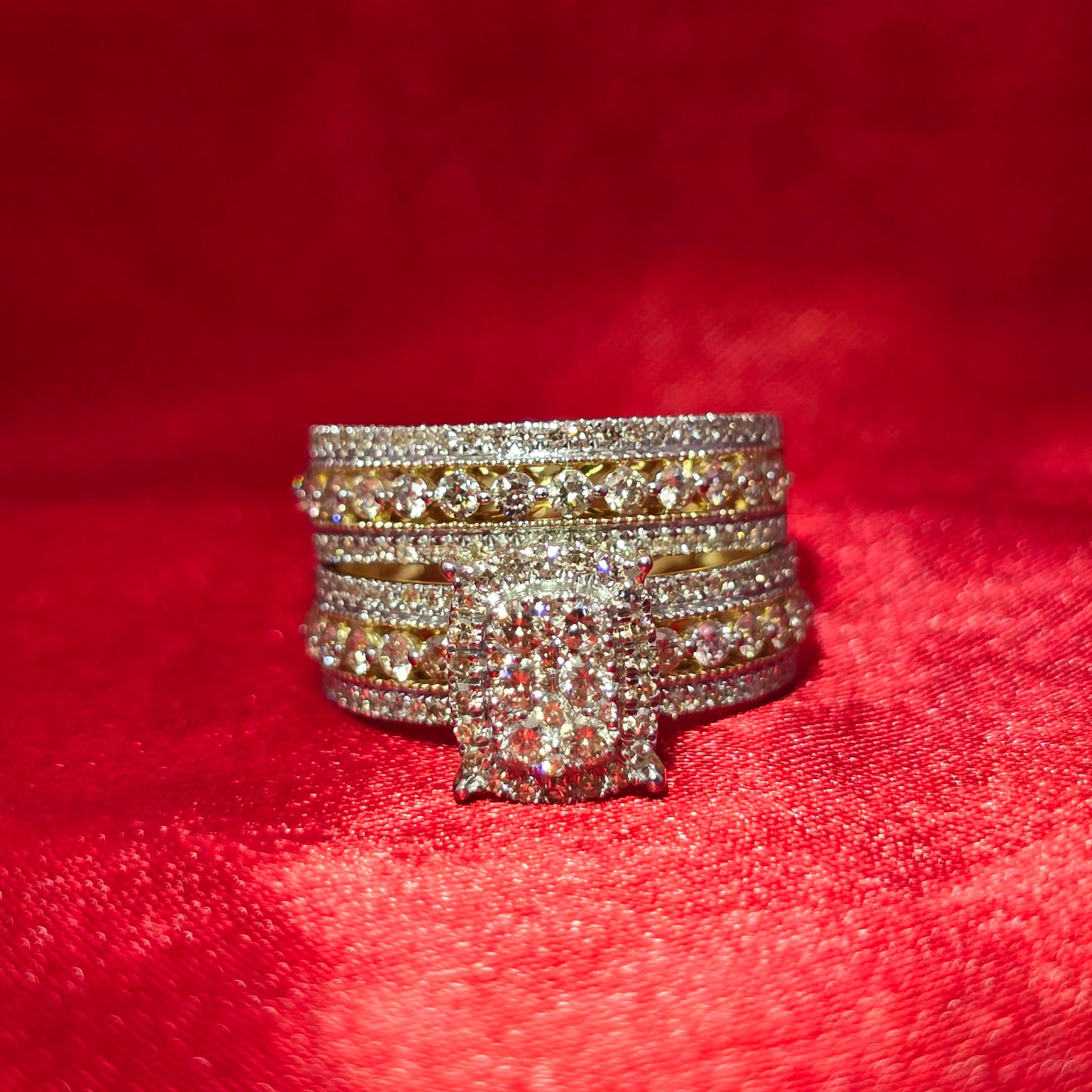 Diamond Wedding Set Ring 1.32 ctw 10K Yellow Gold