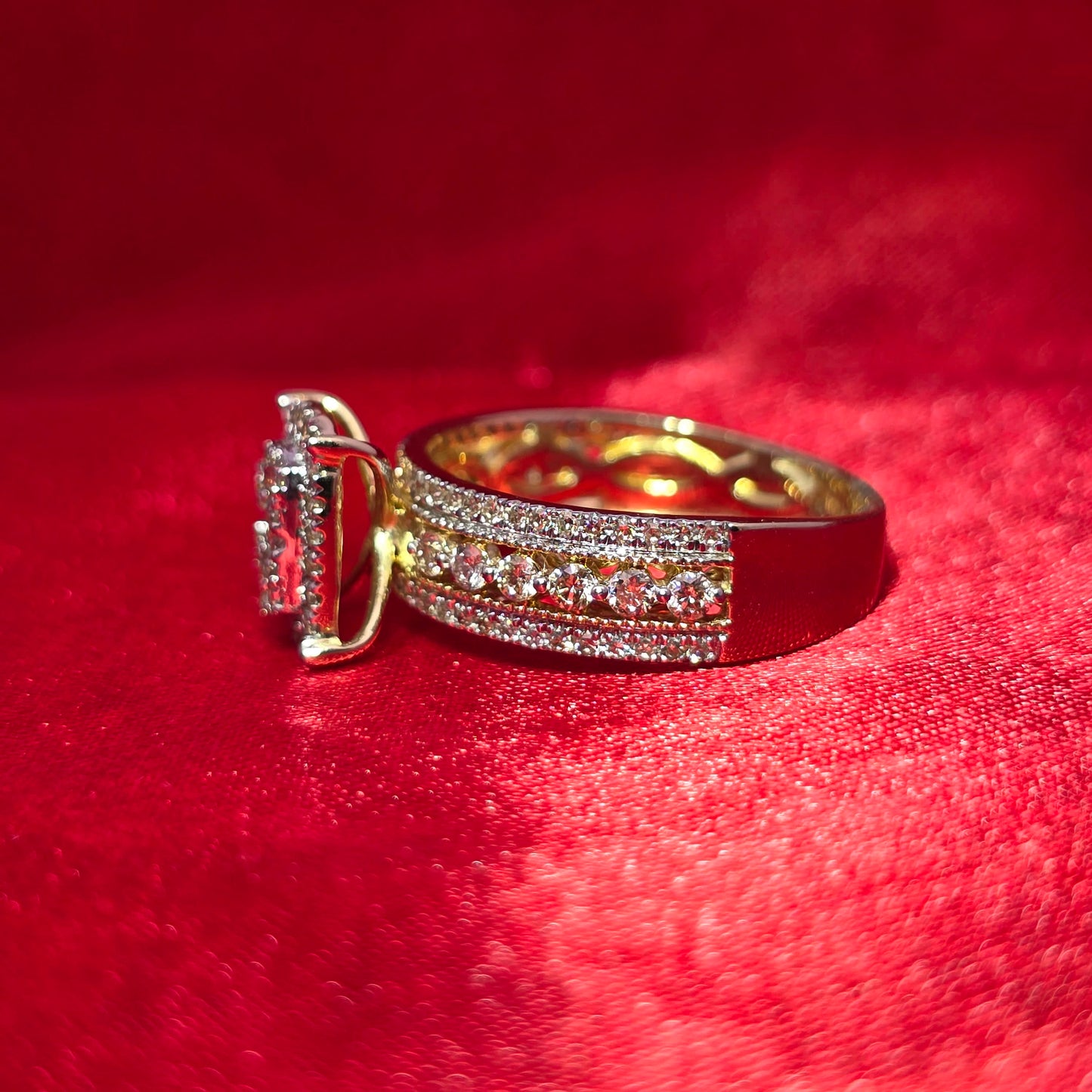 Diamond Wedding Set Ring 1.32 ctw 10K Yellow Gold