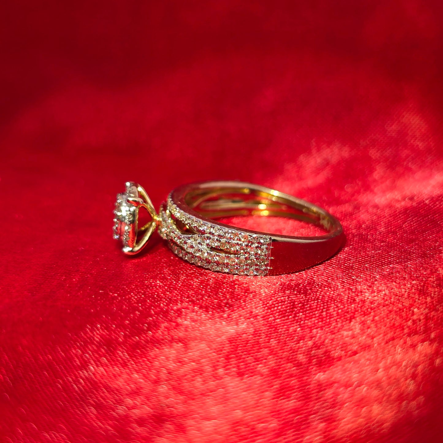 Diamond Wedding Trio Set Ring 1.89 ctw 14K Yellow Gold