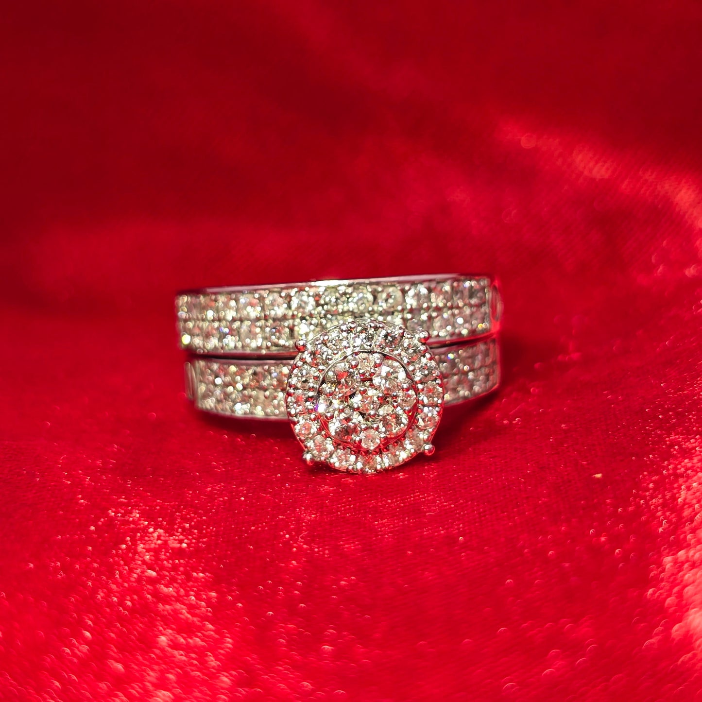 Diamond Wedding Set Ring 0.97 ctw 14K White Gold