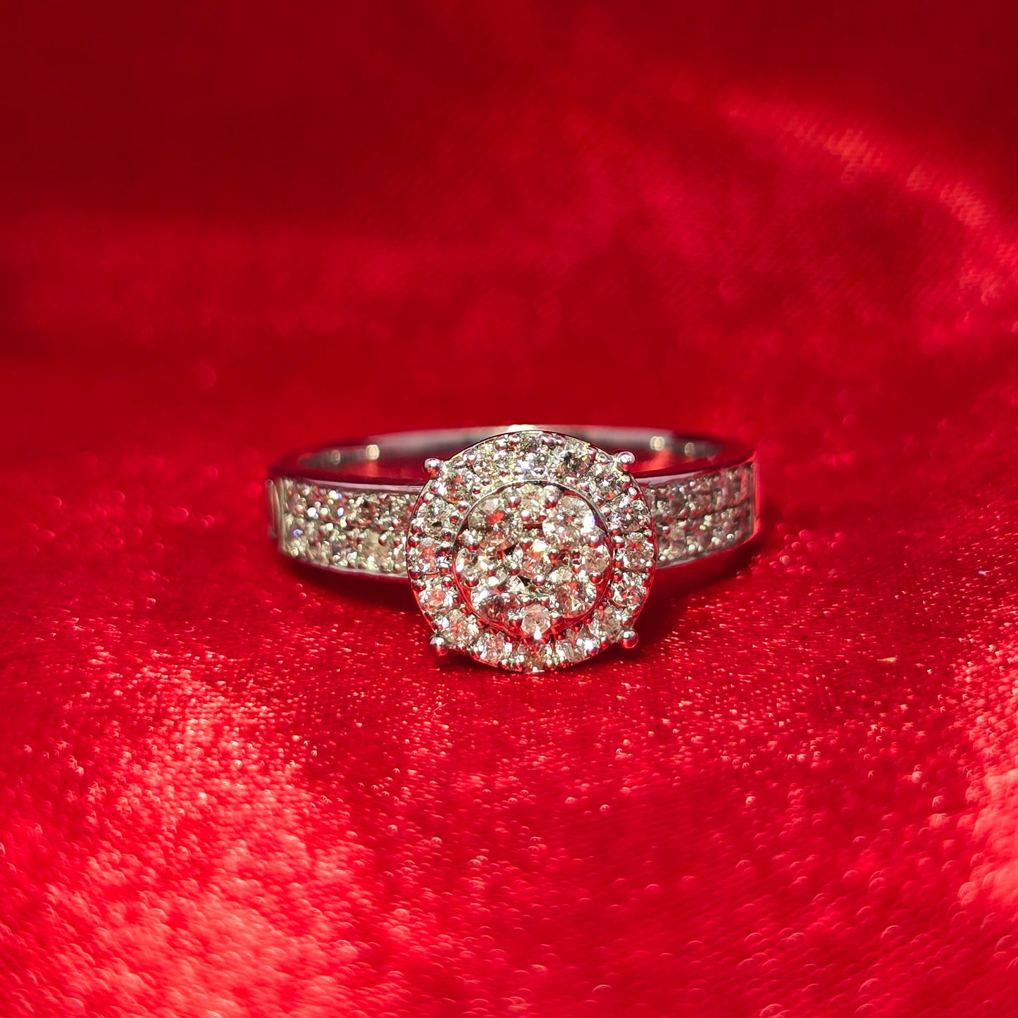 Diamond Wedding Set Ring 0.97 ctw 14K White Gold