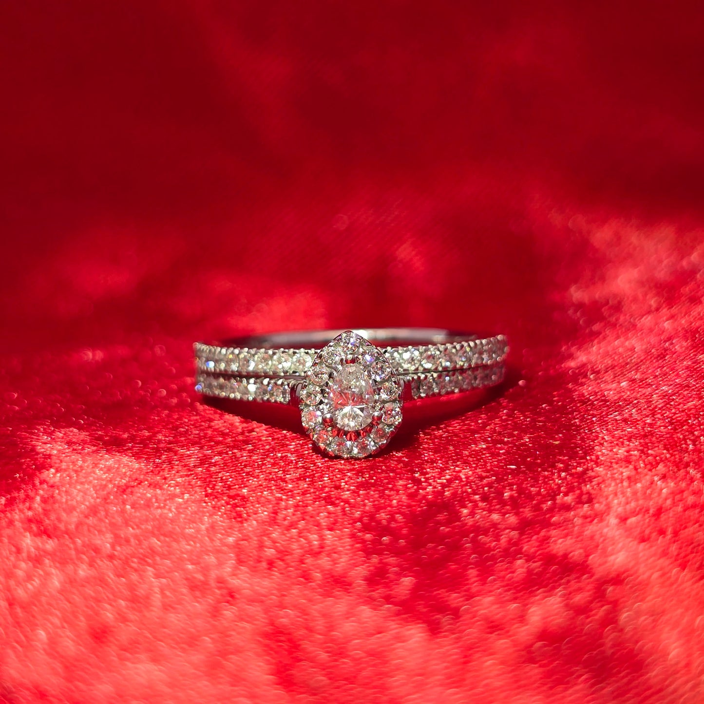 Diamond Pear Drop Ring 0.12 ctw 14K White Gold
