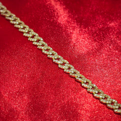 5MM Luxury Cuban Bracelet 0.95 ctw Diamond 10K Yellow Gold 7